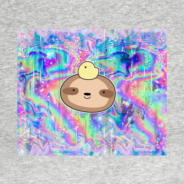 Sloth Face and Chick Rainbow Holographic by saradaboru